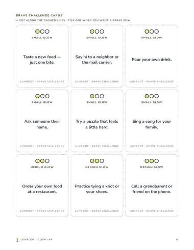 Glow Jar printable: brave cards page
