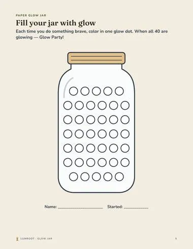 Glow Jar printable: paper jar page