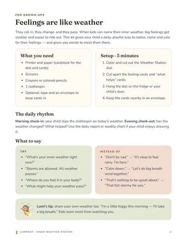 Inner Weather Station printable: parent guide page