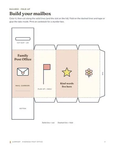 Kindness Post Office printable: fold-up mailbox page