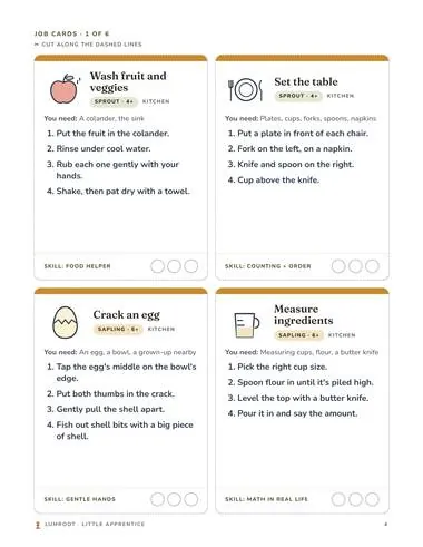 Little Apprentice Job Cards printable: job cards page