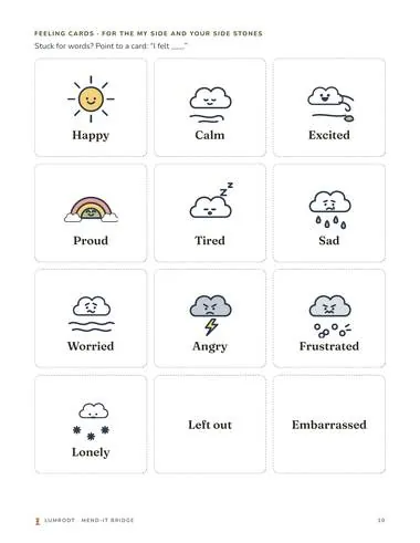 Mend-It Bridge printable: feeling cards page