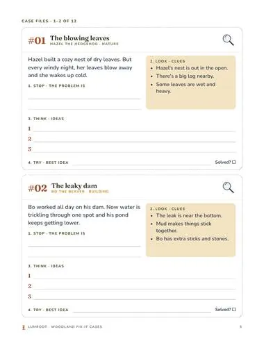 Woodland Fix-It Cases printable: case files page