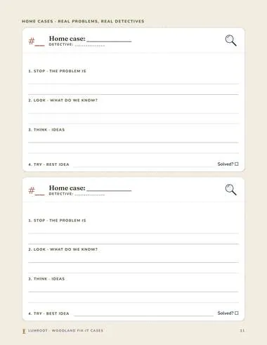 Woodland Fix-It Cases printable: home cases page